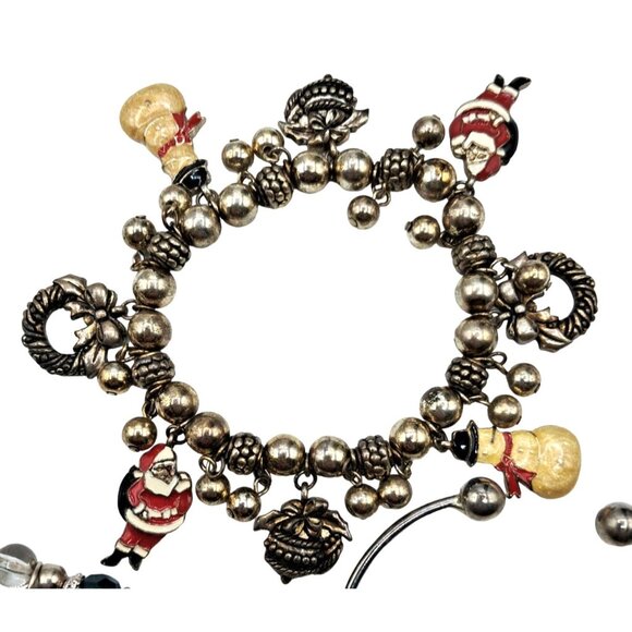 Christmas Bracelet Lot of 4 Slide Charm Avon Vintage to Now Costume Jewelry - Picture 2 of 14